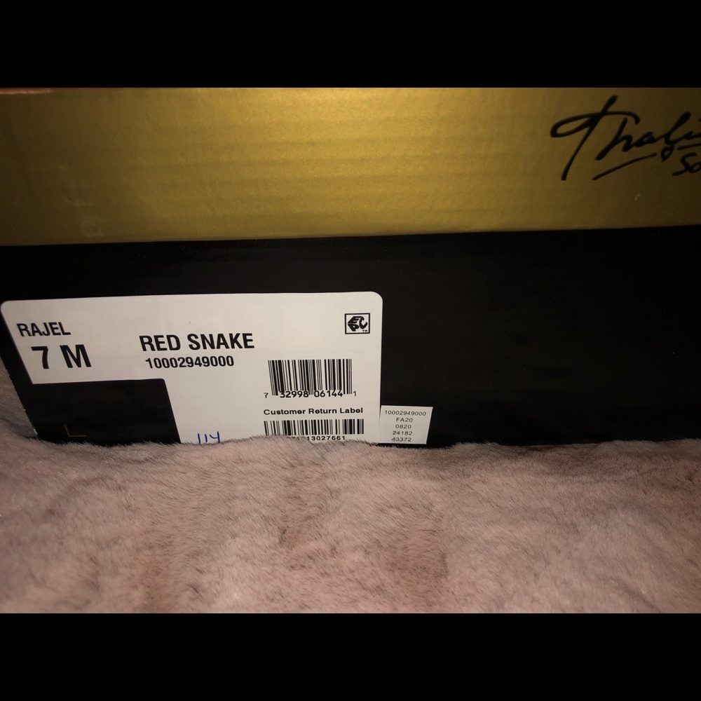 Brand new in box red skin print heeled boots - Picture 3 of 4